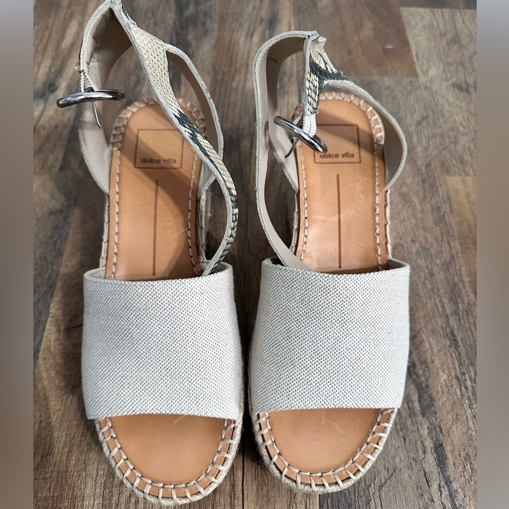 Dolce Vita Lesly Wedge Espadrille Platform Sandals 7 Snake Ankle Straps - Picture 4 of 8